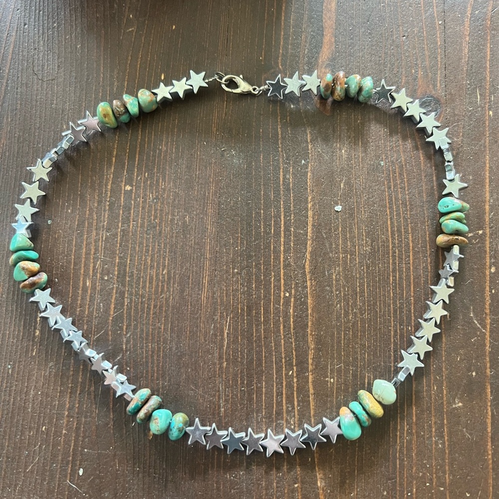 Sterling Silver Star and Kingman Turquoise Necklace